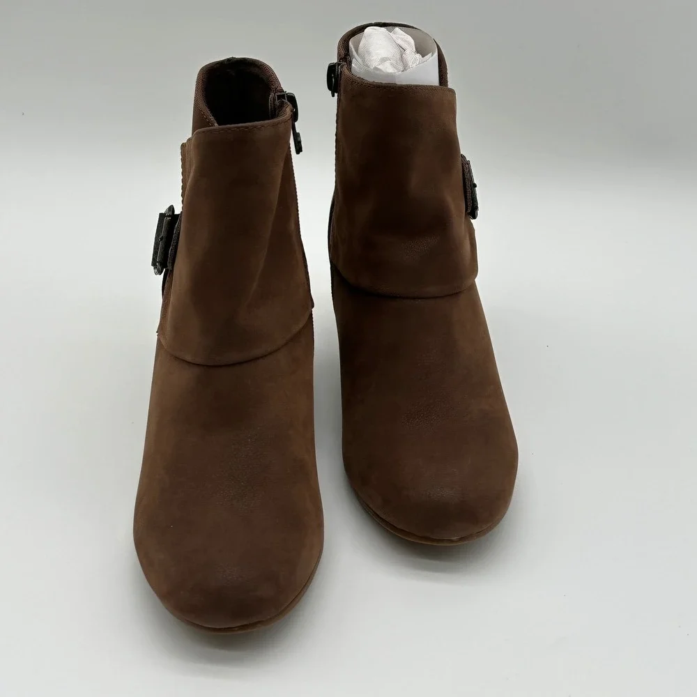 Blowfish Malibu Womens 8 Wedge Ankle Boots Brown Buckle Vegan Booties B1308